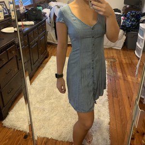 Cotton Dress Short Sleeve Blue, Button Down